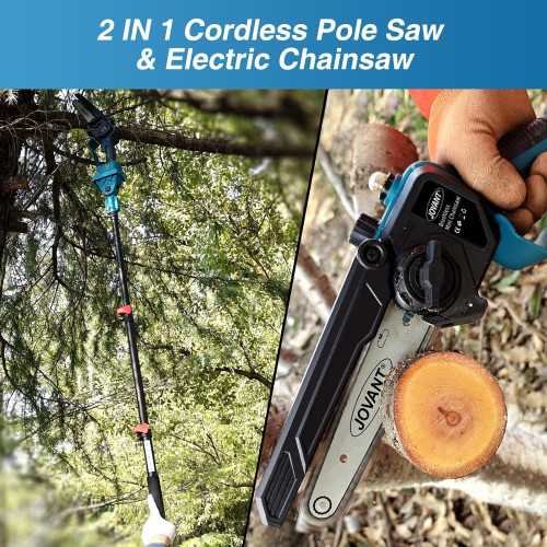 Cordless 2-in-1 Pole Saw & Mini Chainsaw Combo for Effortless Precision at Any Height | TekChoice Electronics