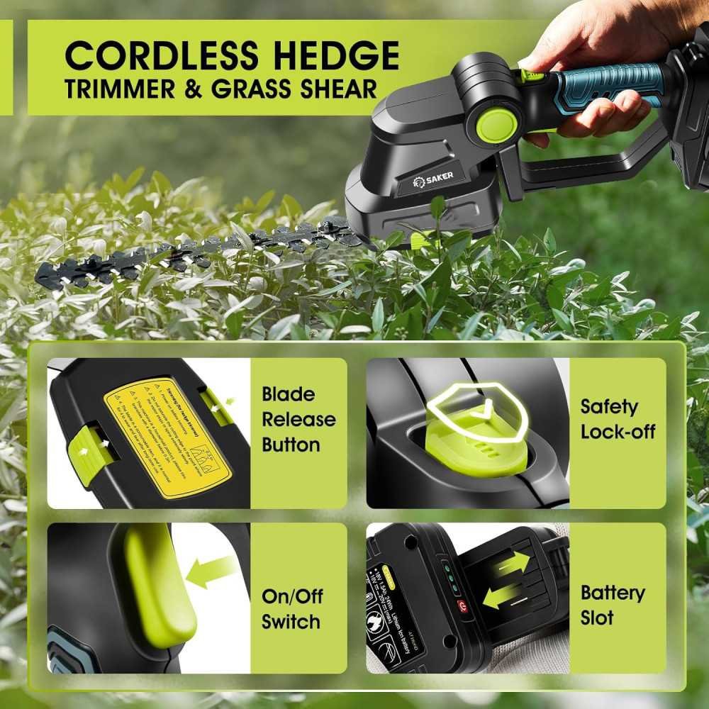 20V Cordless Hedge Trimmer for Effortless Garden Grooming | TekChoice Electronics