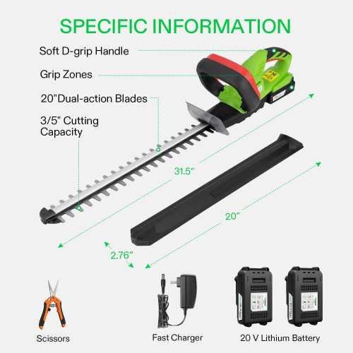 Powerful 20V Cordless Hedge Trimmer Set - Includes Dual-Action Laser Blade and 2Pcs Batteries | TekChoice Electronics