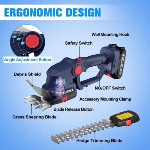 21V Cordless Hedge Trimmer and Grass Shear Combo for Effortless Garden Maintenance | TekChoice Electronics