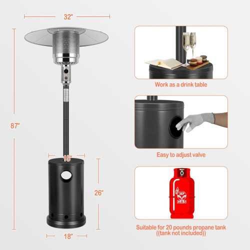 50,000 BTU Propane Patio Heater with Table Design | TekChoice Electronics