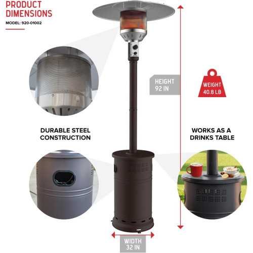 48,000 BTU Patio Heater with Electronic Ignition and Easy Tank Access | TekChoice Electronics