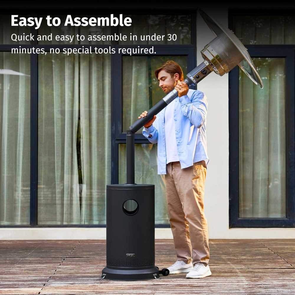 OAK Patio Heater with Double-Layer Burner and Table Design | TekChoice Electronics