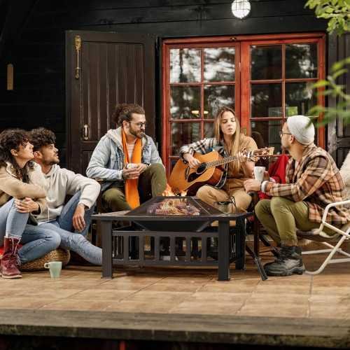 32-Inch Metal Fire Pit Table with Waterproof Cover | TekChoice Electronics