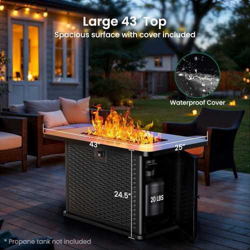43-Inch Rectangular Propane Fire Pit for Your Next Gathering | TekChoice Electronics