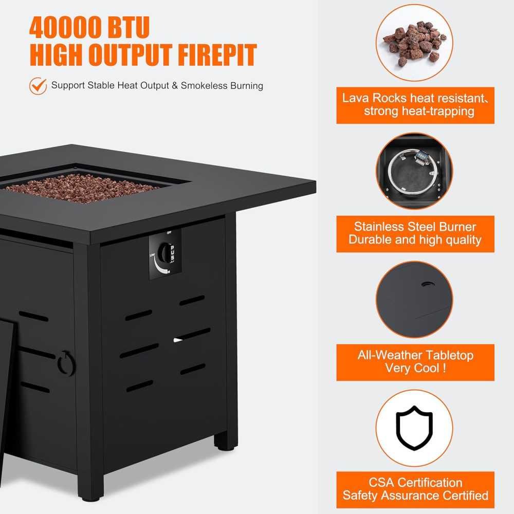 40,000 BTU Propane Fire Pit Table & Lava Rock | TekChoice Electronics