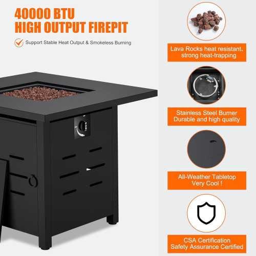 40,000 BTU Propane Fire Pit Table & Lava Rock | TekChoice Electronics