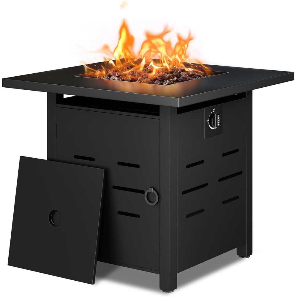 Propane Fire Pit Table with Lid, Lava Rock, and Waterproof Cover | TekChoice Electronics Propane Fire Pit Table with Lid, Lava Rock, and Waterproof Cover | TekChoice Electronics