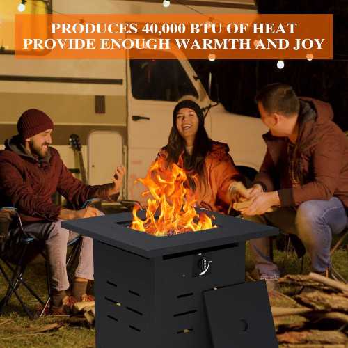 Propane Fire Pit Table with Lid, Lava Rock, and Waterproof Cover | TekChoice Electronics