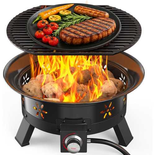 19-inch Propane Fire Pit with Grill, 58,000 BTU Power, and Portable Design | TekChoice Electronics