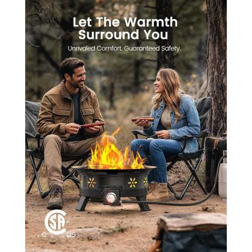 19-inch Propane Fire Pit with Grill, 58,000 BTU Power, and Portable Design | TekChoice Electronics