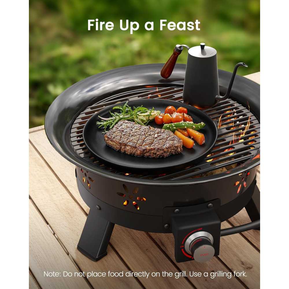 19-inch Propane Fire Pit with Grill, 58,000 BTU Power, and Portable Design | TekChoice Electronics