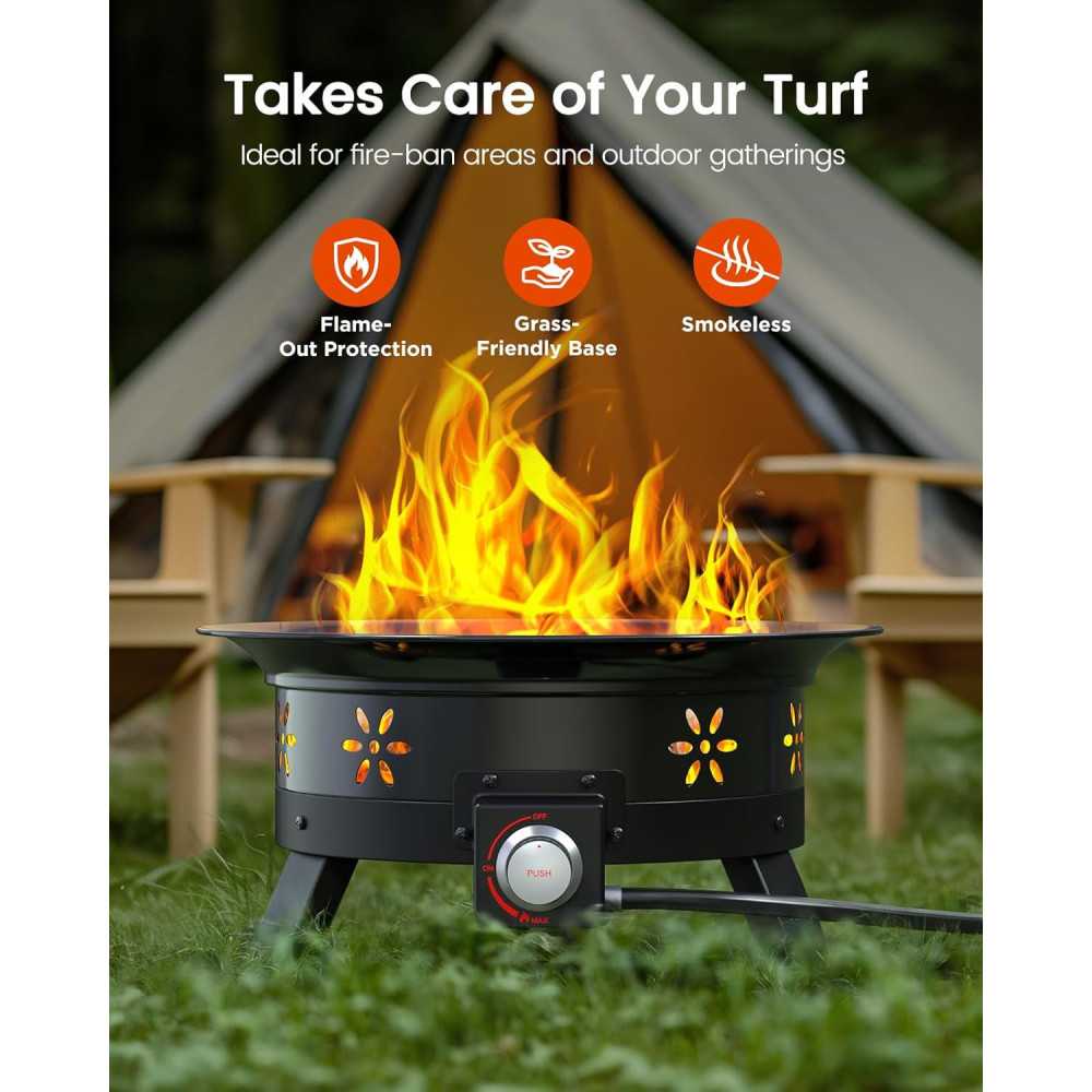 19-inch Propane Fire Pit with Grill, 58,000 BTU Power, and Portable Design | TekChoice Electronics
