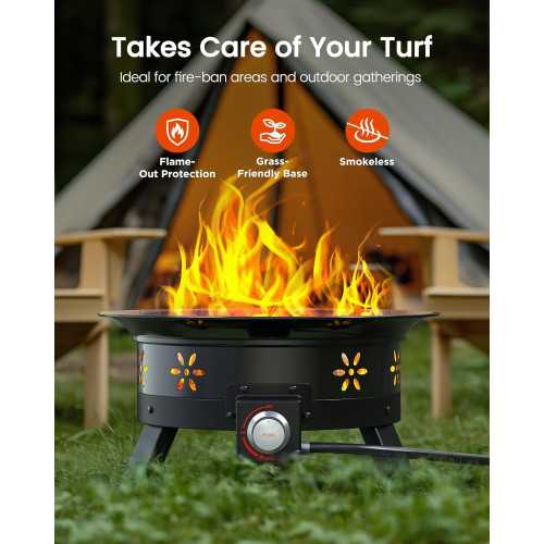 19-inch Propane Fire Pit with Grill, 58,000 BTU Power, and Portable Design | TekChoice Electronics