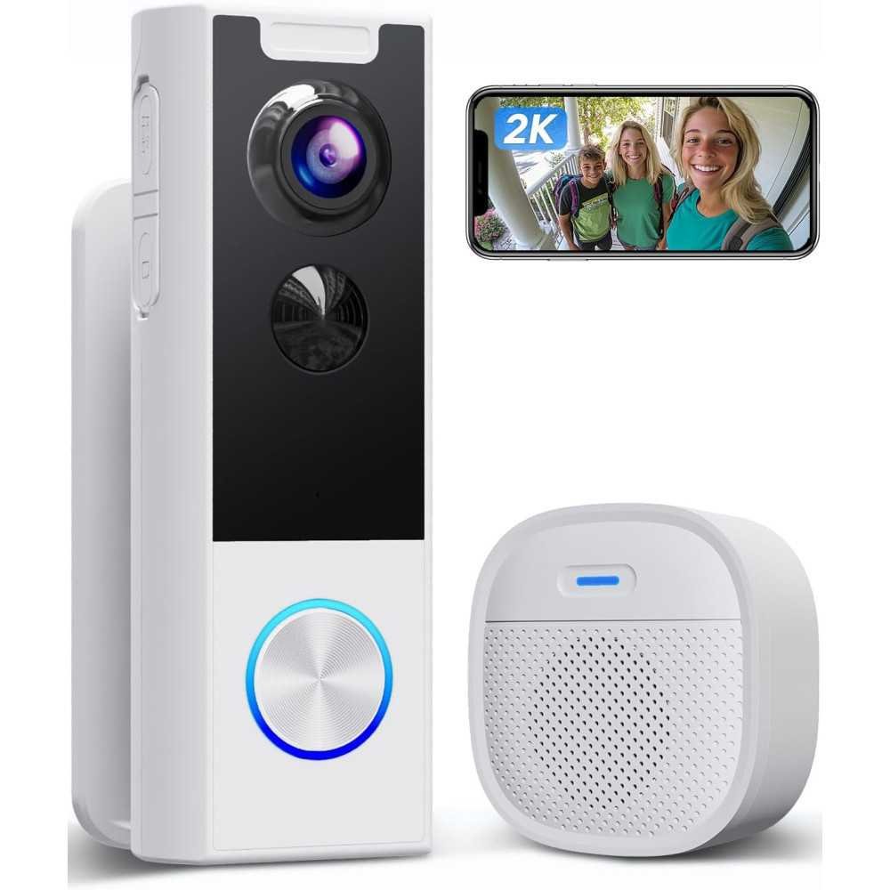 2K Video Doorbell w/ Two-Way Audio, Human Detection, and Alexa Integration