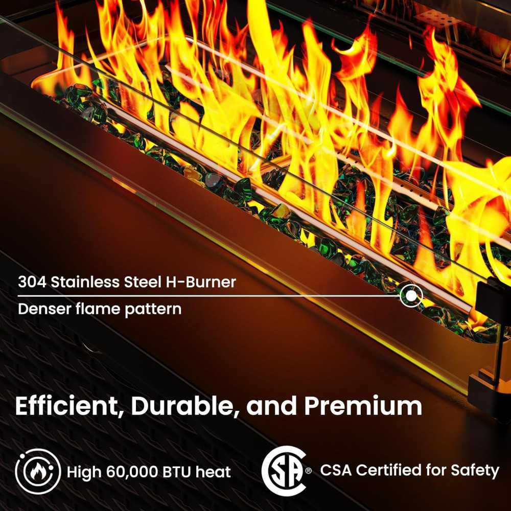 43-Inch Rectangular Propane Fire Pit with 60,000 BTU Output and Premium Features | TekChoice Electronics