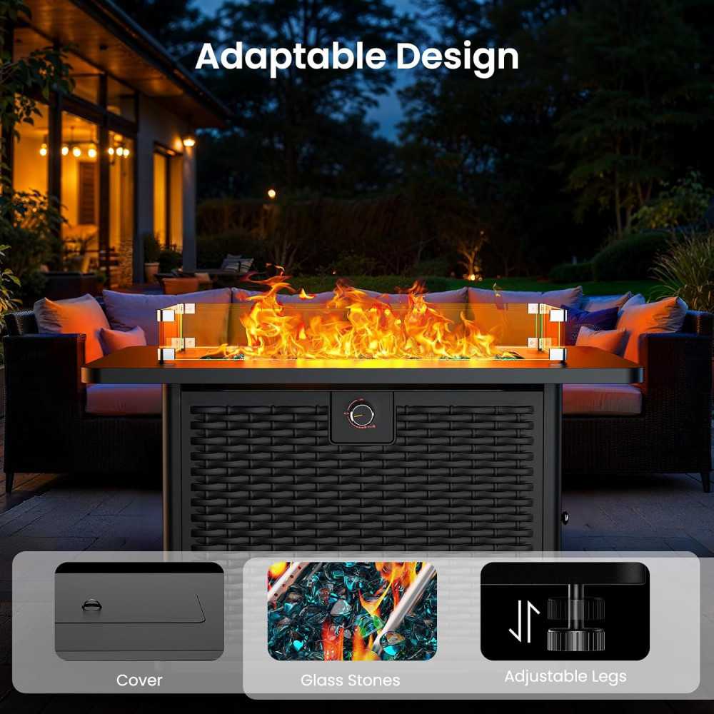 43-Inch Rectangular Propane Fire Pit with 60,000 BTU Output and Premium Features | TekChoice Electronics