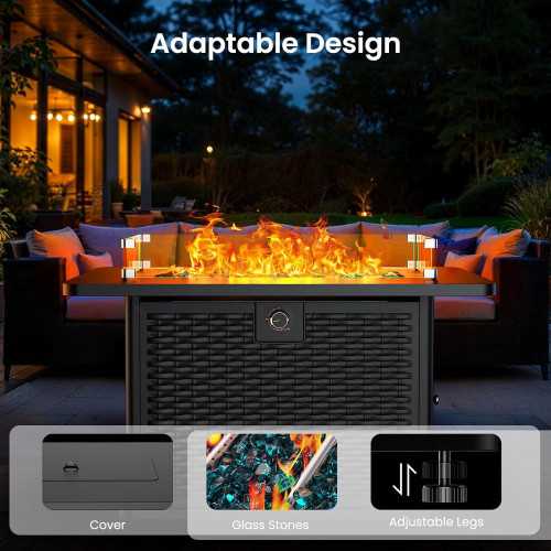 43-Inch Rectangular Propane Fire Pit with 60,000 BTU Output and Premium Features | TekChoice Electronics
