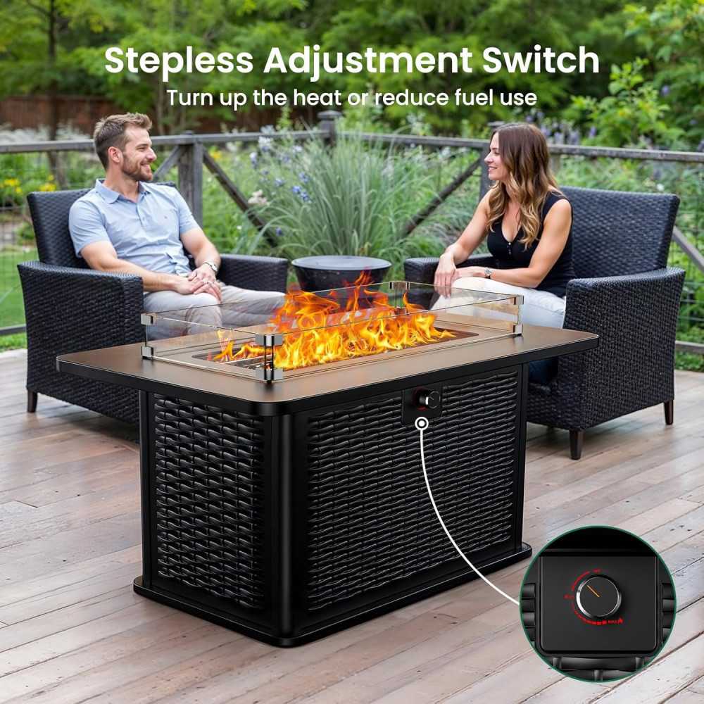 43-Inch Rectangular Propane Fire Pit with 60,000 BTU Output and Premium Features | TekChoice Electronics