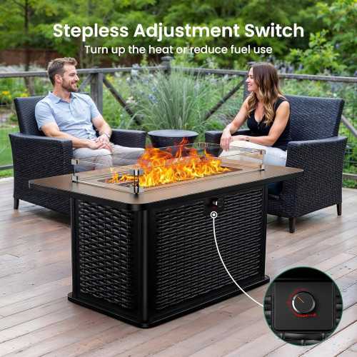 43-Inch Rectangular Propane Fire Pit with 60,000 BTU Output and Premium Features | TekChoice Electronics