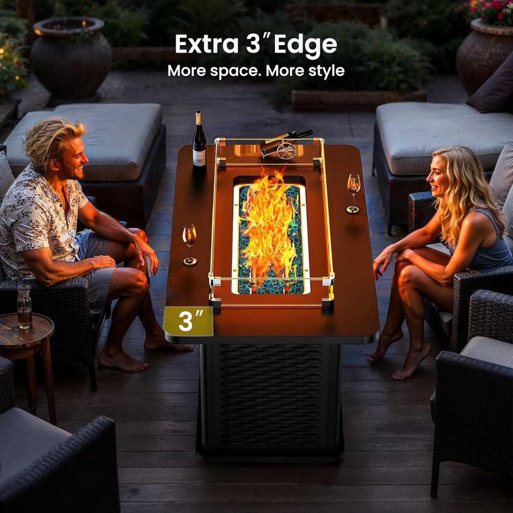 43-Inch Rectangular Propane Fire Pit with 60,000 BTU Output and Premium Features | TekChoice Electronics