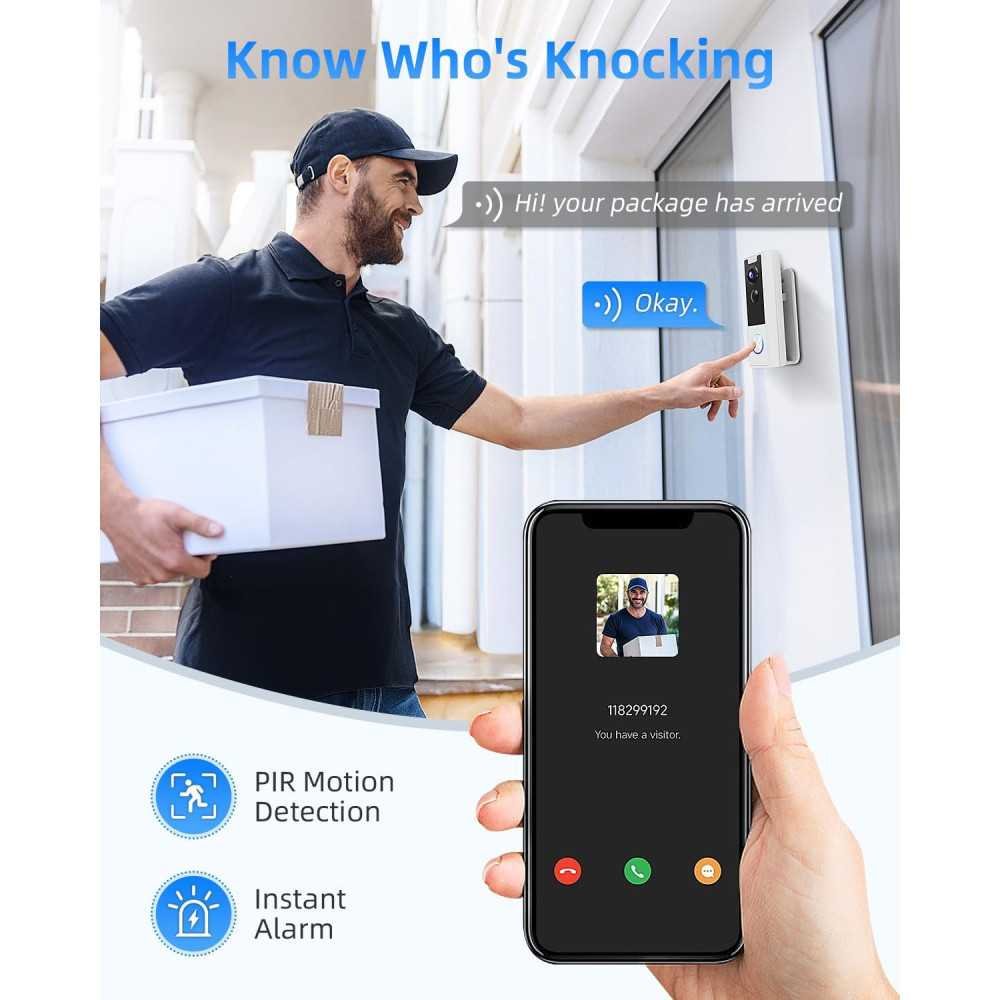 2K Video Doorbell w/ Two-Way Audio, Human Detection, and Alexa Integration | TekChoice Electronics