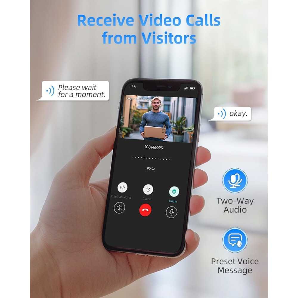 2K Video Doorbell w/ Two-Way Audio, Human Detection, and Alexa Integration | TekChoice Electronics