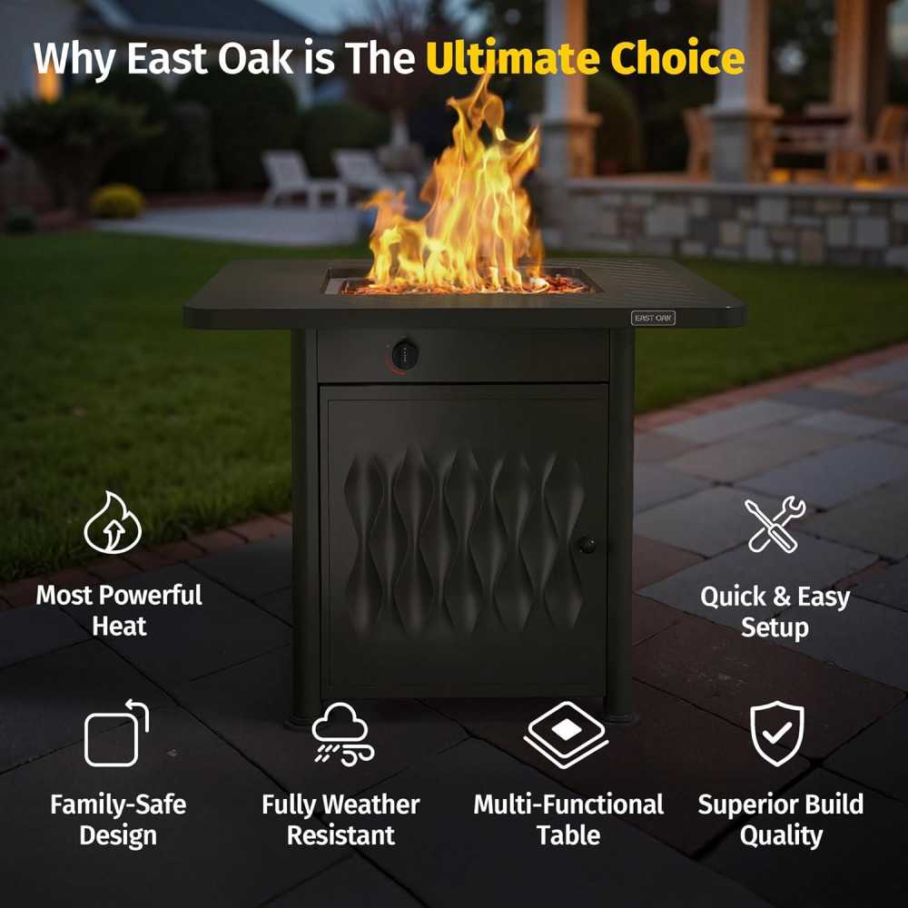 32-inch Gas Propane Fire Pit Table Perfect for Patio, Garden & Backyard Entertainment | TekChoice Electronics