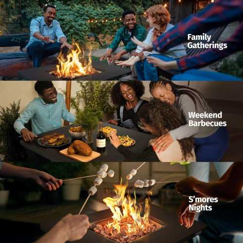 32-inch Gas Propane Fire Pit Table Perfect for Patio, Garden & Backyard Entertainment | TekChoice Electronics