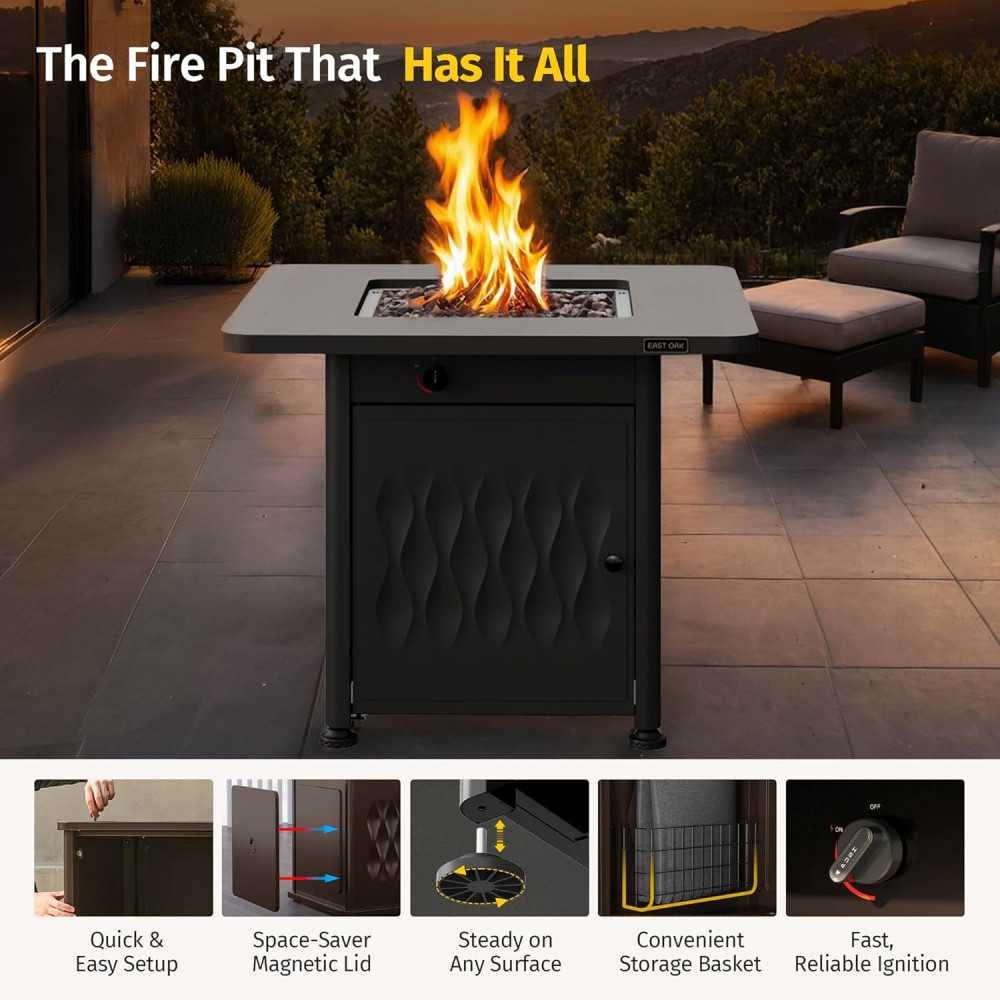 32-inch Gas Propane Fire Pit Table Perfect for Patio, Garden & Backyard Entertainment | TekChoice Electronics