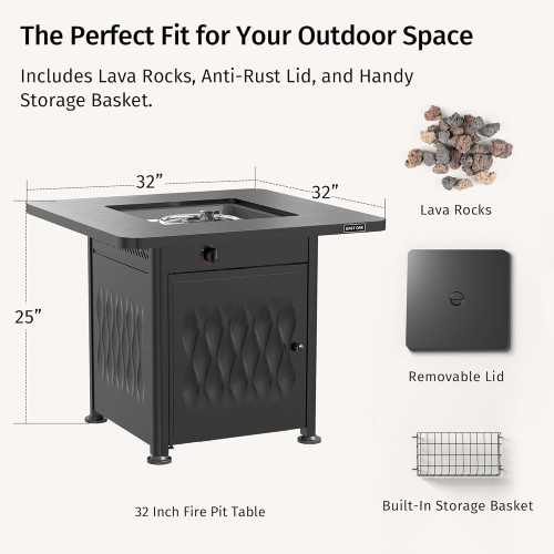 32-inch Gas Propane Fire Pit Table Perfect for Patio, Garden & Backyard Entertainment | TekChoice Electronics