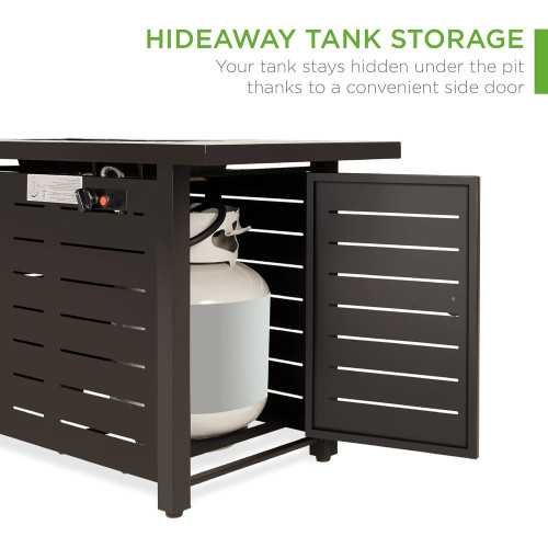 50,000 BTU Fire Pit Table in Dark Brown Steel, Complete with Auto Ignition and Hideaway Tank Storage | TekChoice Electronics