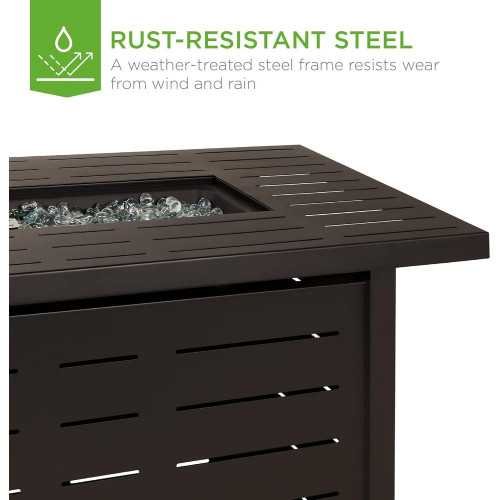 50,000 BTU Fire Pit Table in Dark Brown Steel, Complete with Auto Ignition and Hideaway Tank Storage | TekChoice Electronics