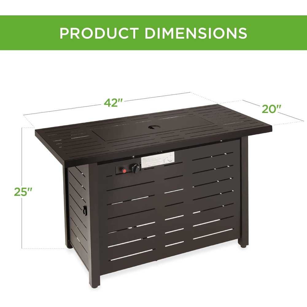 50,000 BTU Fire Pit Table in Dark Brown Steel, Complete with Auto Ignition and Hideaway Tank Storage | TekChoice Electronics