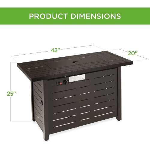 50,000 BTU Fire Pit Table in Dark Brown Steel, Complete with Auto Ignition and Hideaway Tank Storage | TekChoice Electronics
