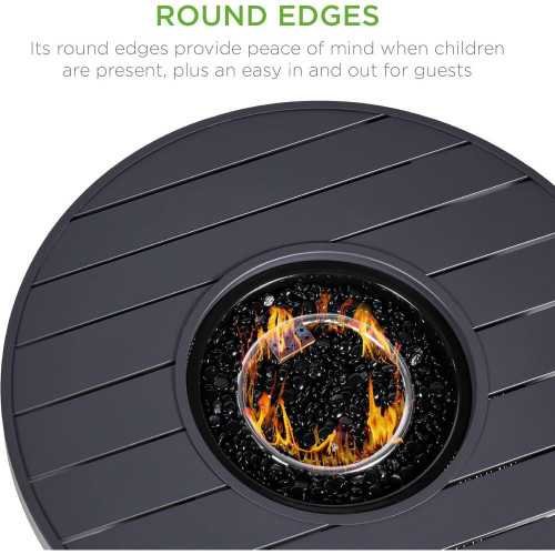 32-inch Wicker Patio Round Gas Fire Pit Table | TekChoice Electronics
