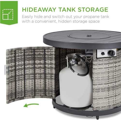 32-inch Wicker Patio Round Gas Fire Pit Table | TekChoice Electronics