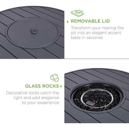32-inch Wicker Patio Round Gas Fire Pit Table | TekChoice Electronics