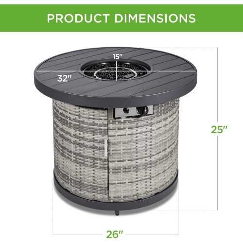 32-inch Wicker Patio Round Gas Fire Pit Table | TekChoice Electronics