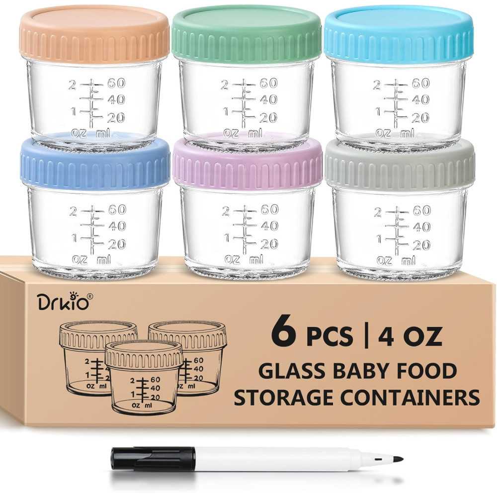 6 Pack Glass Baby Food Storage Containers for Homemade Baby Meals | TekChoice Electronics
