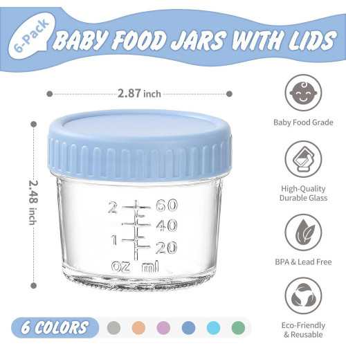 6 Pack Glass Baby Food Storage Containers for Homemade Baby Meals | TekChoice Electronics