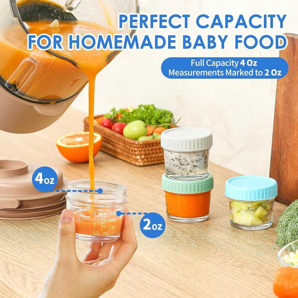 6 Pack Glass Baby Food Storage Containers for Homemade Baby Meals | TekChoice Electronics