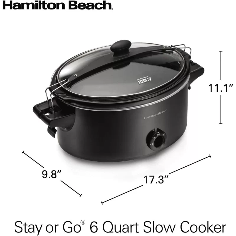Hamilton Beach Slow Cooker, Extra Large 10 Quart, Portable w/ Lid Lock, Dishwasher Safe Crock, Black
