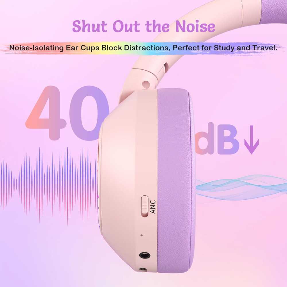 Vibrant RGB LED Noise Cancelling Headphones with 60H Playtime for Home, School, and Party Fun | TekChoice Electronics