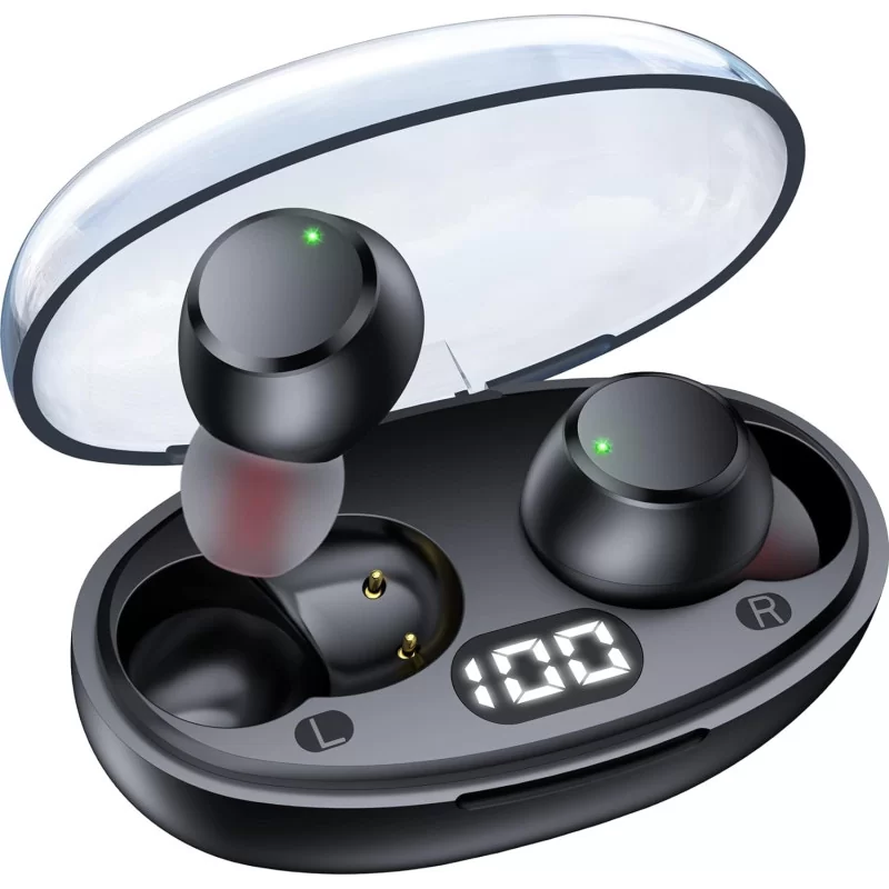 Wireless Earbuds Bluetooth Headphones - Extended 60H Playtime, LED Power Display, and Built-in Microphone