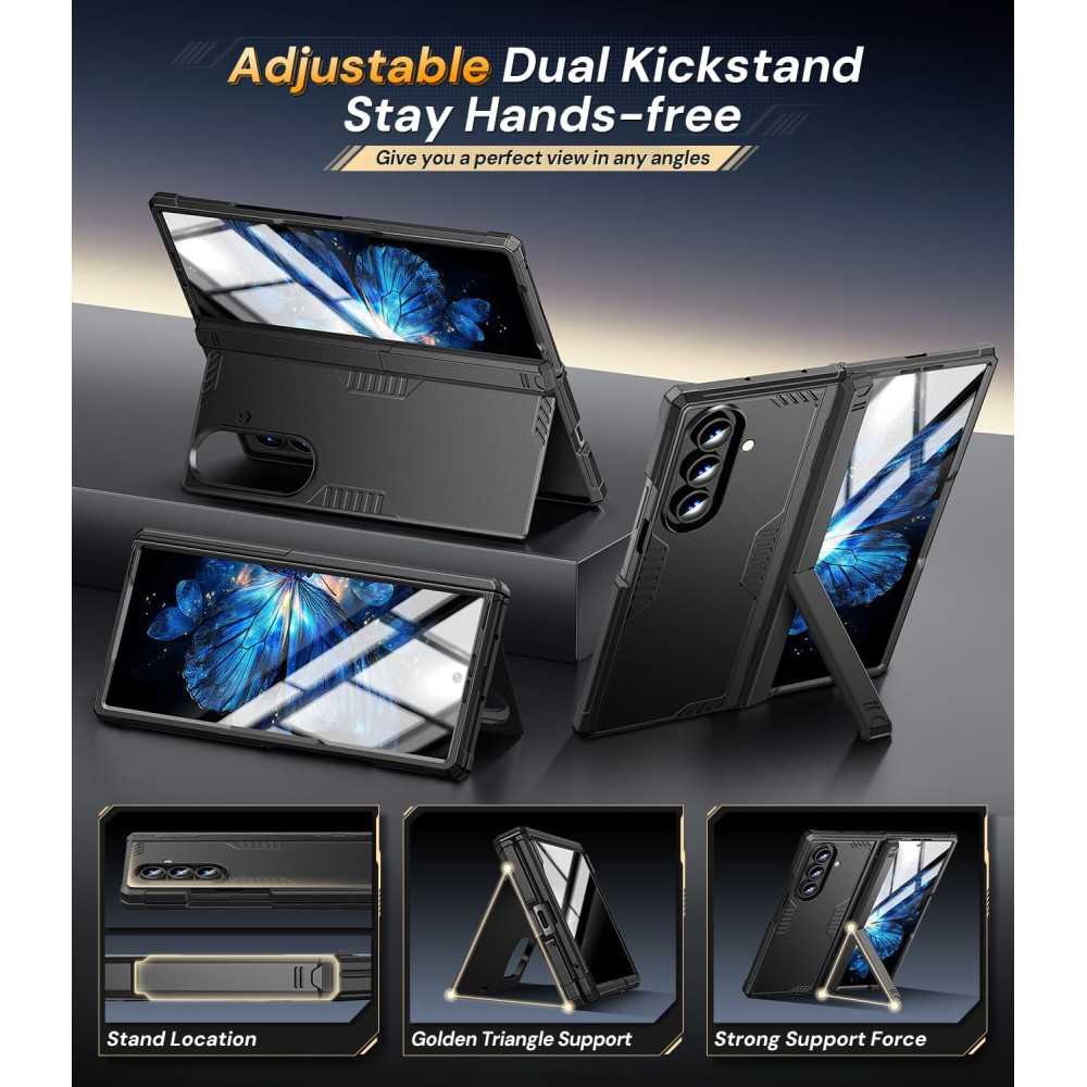Samsung Galaxy Z-Fold-7 with a Dual-Stand Silicone Armor Case | TekChoice Electronics