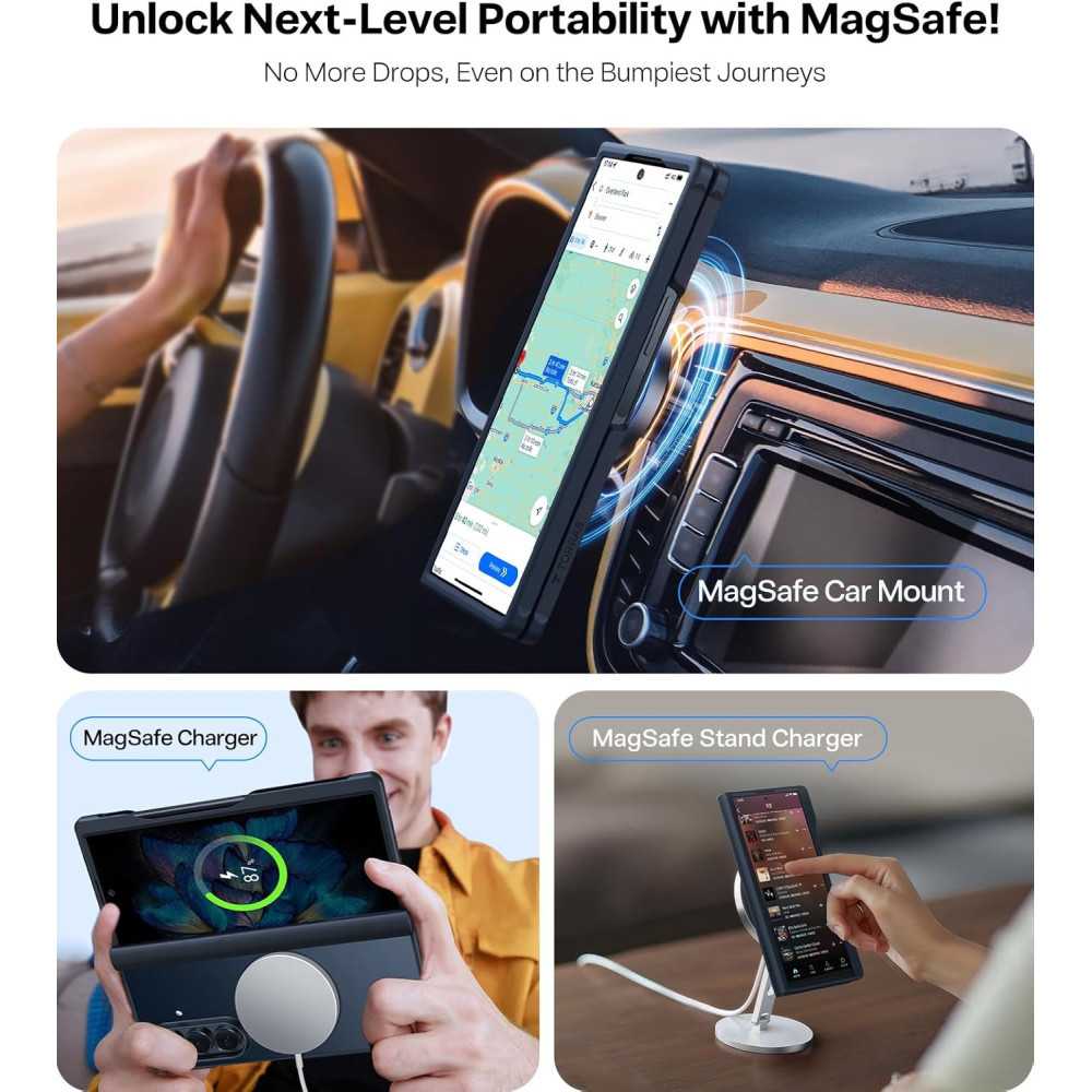 Magnetic Samsung Galaxy Z Fold 7 Case with Mil-Grade Hinge, MagSafe Compatibility, and Translucent Design | TekChoice Electronics