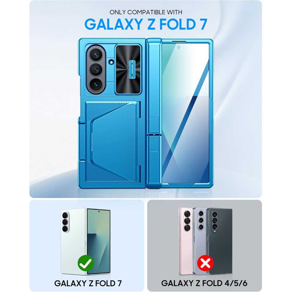 Samsung Galaxy Z Fold 7 Case with Card Holder, RFID Blocking, and Slide Lens Cover | TekChoice Electronics