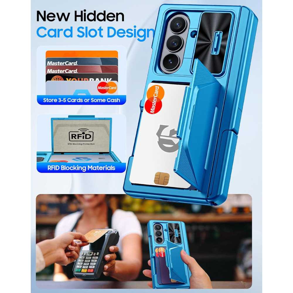 Samsung Galaxy Z Fold 7 Case with Card Holder, RFID Blocking, and Slide Lens Cover | TekChoice Electronics