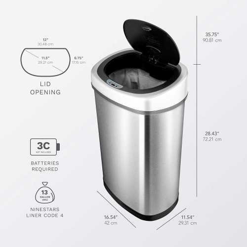 13 Gal 50L Touchless Infrared Motion Sensor Trash Can | TekChoice Electronics